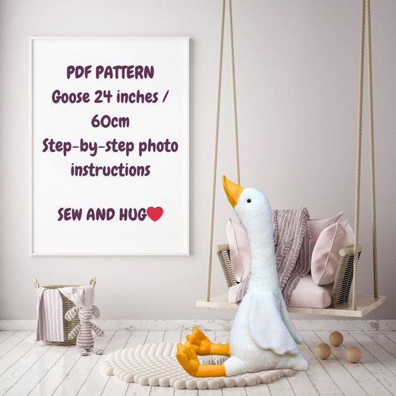Sew a 24-Inch Goose Plush Toy PDF Pattern for Beginners