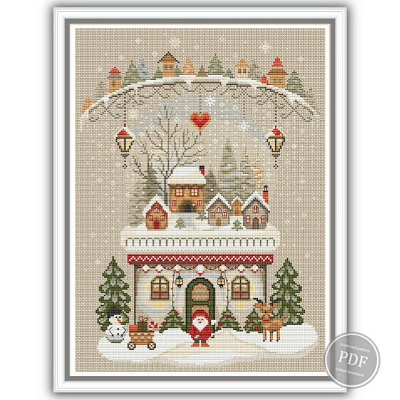 Craft Christmas Village Cross Stitch PDF Pattern Winter Sampler