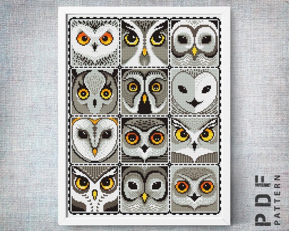 Create Simple Patchwork Owl Cross Stitch PDF Pattern