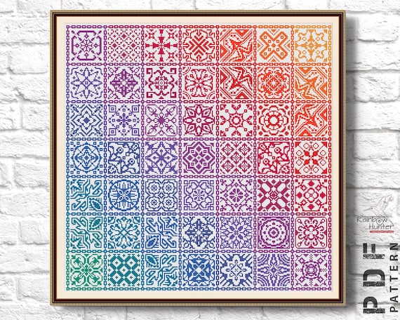 Craft Iridescent Patchwork Cross Stitch Embroidery PDF Pattern