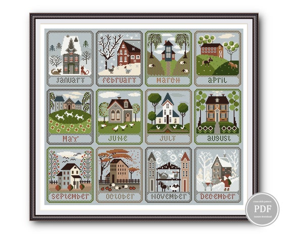 Make a Year-Long Folk Embroidery Calendar PDF Pattern