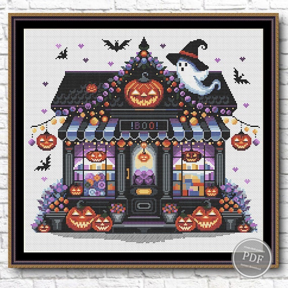 Craft Halloween Candy Shop Pumpkin Cross Stitch PDF Pattern