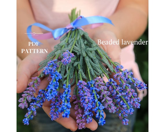 Make Beaded Lavender Flower Bouquet PDF Pattern