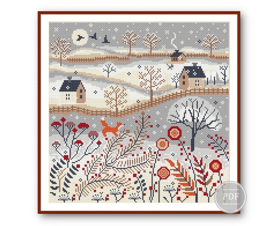 7.24 USDWinter Village Cross Stitch Pattern PDF – Fox & House Scandinavian Primitive Embroidery – Digital Winter Landscape SamplerBring warmth to your winter crafting with this enchanting cross stitch pattern featuring a peaceful snowy village, foxes, and delicate Scandinavian folk art details. A perfect addition to your cozy winter decor, this PDF chart is ideal for embroidery lovers seeking a calming seasonal project. Easy to follow, instantly downloadable, and full of rustic charm — stitch your own quiet winter wonderland!Please note this is a PDF scheme only.No fabric, floss, or other materials are included in the listing.It is a digital pattern PDF format and will be available to download when the payment will be received. DMC colors: 9Size of one element: 156 х 156 stitches● Fabric: Aida 14: 28.3 x 28.3 Cm 11.1 х 11.1 Inches ● Fabric: Aida 16:24.8 x 24.8 Cm 9.8 х 9.8 Inches ● Fabric: Aida 18:22 х 22 Cm 8.7 х 8.7 Inches ● Fabric: Aida 22:18 х 18 Cm 7.1 х 7.1 Inches3 FILES AVAILABLE FOR DOWNLOAD2 FILES PRINT VERSIONprinting on A4 format- version with black and white characters - version with colored blocks and symbols This is a printable version with diagrams divided into sections. Printing on A4 paper is possible;Each PDF file includes:Title page with main image;Thread color chart showing colors, keys, thread length, etc.;Scheme.In order to open these files you will need Adobe Reader, which can be downloaded here for free: www.adobe.com/products/reader Downloading instructions can be found here:https://www.etsy.com/help/article/3949?ref=help_search_resultI don't accept returns, exchanges, or cancellations.But please contact me if you have any problems with your order.Dear customers, I would appreciate your feedback. They are very helpful at work.