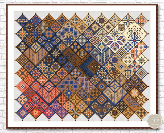 8.84 USDCross Stitch Sampler PDF Geometric Arabic Squares Patchwork Pattern, Folk Art Tapestry Style, Digital Download for Home DecorBring the warmth of traditional folk art into your home with this geometric Arabic cross stitch sampler. Inspired by tapestry patterns and ethnic motifs, this design is perfect for experienced stitchers looking to create a bold statement piece.Please note this is a PDF scheme only.No fabric, floss, or other materials are included in the listing.It is a digital pattern PDF format and will be available to download when the payment will be received. DMC colors: 12mesh size: 308x 248 stitches● fabric: Aida 14 ● design area: 22 2/5 x 18 inches or 56 x 45 cm● fabric: Aida 16 ● design area: 19 3/5 x 15 3/4 inches or 49 x 39,4 cm● fabric: Aida 18● design area: 17 2/5 x 12 4/5 inches or 43,5 x 35 cm● fabric: Aida 22● design area: 14 1/4 x 11 1/2 inches or 35,6 x 28,6 cm3 FILES AVAILABLE FOR DOWNLOAD:2 FILES PRINT VERSIONprinting on A4 format- version with black and white characters - version with colored blocks and symbols This is a printable version with diagrams divided into sections. Printing on A4 paper is possible;1 FILE TABLET VERSION- version with black and white characters- version with colored blocks and symbolsThis is a screen-friendly (phone and tablet) version with a solid layout. You can enlarge it for a better view.Compatible with PatternKeeper for phone and tablet.Each PDF file includes:Title page with main image;Thread color chart showing colors, keys, thread length, etc.;Scheme.In order to open these files you will need Adobe Reader, which can be downloaded here for free: www.adobe.com/products/reader Downloading instructions can be found here:https://www.etsy.com/help/article/3949?ref=help_search_resultI don't accept returns, exchanges, or cancellations.But please contact me if you have any problems with your order.Dear customers, I would appreciate your feedback. They are very helpful at work.Thank you and Happy Stitching!