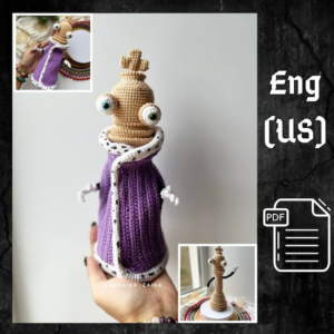 10.80 USDPLEASE NOTE: THIS IS A DIGITAL CROCHET PATTERN, NOT READY-MADE TOYS!This list is an original drawing (written in English using American terminology) to link your own toy!CROCHET PATTERN «KINGER»Difficulty level – INTERMEDIATEMaterials:- Fine/ 4ply yarn Yarn Art Jeans (50g /160m)N07 – BeigeN53 – BlackN62 – WhiteN50 – Violet- 1.5 mm crochet hook- Some green and blue threads for embroidery- Thick cardboard or plastic - Wire ~ 12-15cm/5-6 inches - Buttons for fastening the mantle- Safety Eyes 5 mm- Black acrylic paint and brush- Scissors- Sewing pins- Stuffing material, fiberfill- Needle for sewing piecesThe height of the toy is 22-24 cm/ 8.5-9.5 inches, using indicated materials.The template will be available for download immediately after payment. You will receive an email from Etsy with a link to download the template.If you are going to purchase this template through the Etsy mobile app.The download link will not be available to you.To get the correct link to the template.You need to log in to your ETSY account using any browser.!!! Not via the mobile app.This template is intended for personal use only.You may not re-copy, rewrite, or distribute this template in any form as your own or otherwise.You can't resell my patterns, but you can sell any of the items made from my patterns!HAVE A PERFECT SHOPPING!