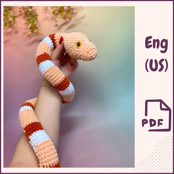 Make Easy Crochet Snake Plush Toy PDF Pattern