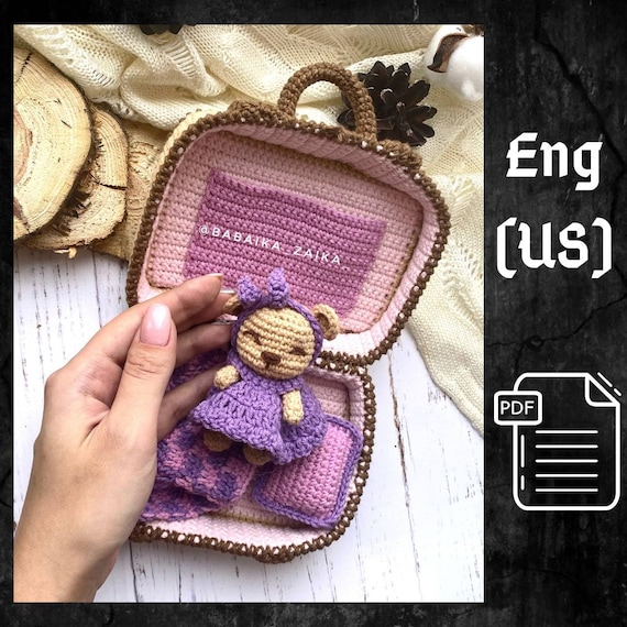 Crochet Teddy Bear Plush Toy PDF Pattern in Suitcase