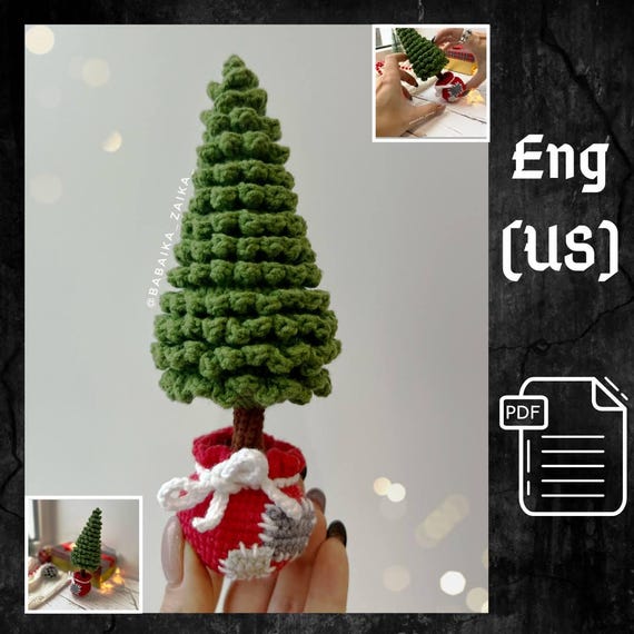 6.50 USDPLEASE NOTE: THIS IS A DIGITAL CROCHET PATTERN, NOT A READY-MADE TOY!This listing is an original pattern (written in English using American terminology) to crochet your own toy! CROCHET PATTERN « CHRISTMAS TREE » Difficulty level – EASYMaterials:- Fine/ 4ply yarn Yarn Art Jeans (50g /160m)N46 – Dark GrayN49 – Light GrayN52 – GreenN62 – WhiteN70 – BrownN90 – Red- 1.5 mm crochet hook - Scissors- Sewing pins- Stuffing material, fiberfill- Needle for sewing piecesThe height of the Christmas tree is 12-13 cm / 4,5-5 inches, using indicated materials.The pattern will be available for download immediately after payment. You will receive an email from Etsy with a link to downloadIf you are going to purchase this description using the Etsy mobile app, the download link will not be available to you.To get the correct link to the pattern you need to log in to your ETSY account using any browser.!!! Not via the mobile app.This pattern is intended for personal use only.You are not allowed to copy, rewrite, or distribute this pattern in any form as your own or otherwise.You are not allowed to resell my patterns, but you can sell any of the products made using it!HAVE A PERFECT SHOPPING!