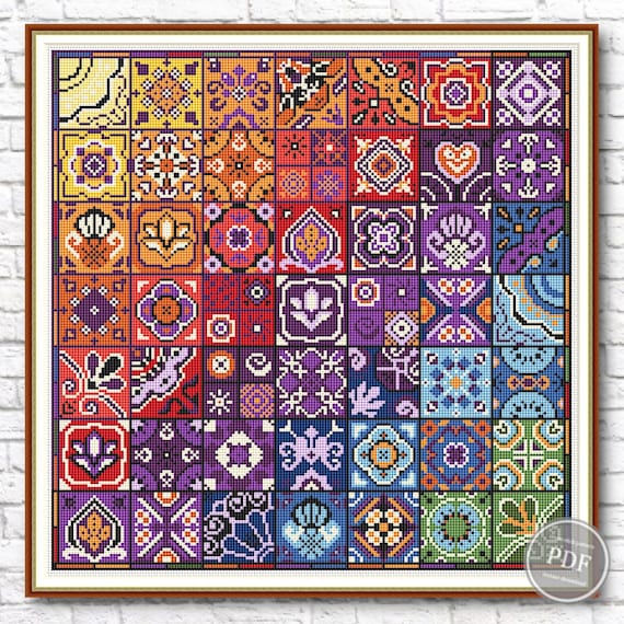 8.54 USDRainbow Patchwork Cross Stitch PDF – Colorful Ethnic Tile Sampler – Geometric Folk Art Embroidery Pattern – Modern Instant Download ChartRich rainbow patchwork cross stitch sampler with geometric folk tiles and vibrant ethnic color palette. Perfect for statement embroidery decor. Instant PDF download.Please note this is a PDF scheme only.No fabric, floss, or other materials are included in the listing.It is a digital pattern PDF format and will be available to download when the payment will be received.PATTERN SPECIFICATION FOR DIFFERENT TYPES OF FABRICDMC colors: 16 Mesh size: 187 x 187 stitches ● Fabric: Aida 14: 13.7 x 13.7 inches 35 x 35 cm● Fabric: Aida 16: 12 x 12 inches 30.3 x 30.3 cm● Fabric: Aida 18: 10.6 x 10.6 inches 27 x 27 cm3 FILES AVAILABLE FOR DOWNLOAD:2 FILES PRINT VERSIONprinting on A4 format- version with black and white characters - version with colored blocks and symbols This is a printable version with diagrams divided into sections. Printing on A4 paper is possible;1 FILE TABLET VERSION- version with colored blocks and symbolsThis is a screen-friendly (phone and tablet) version with a solid layout. You can enlarge it for a better view.Compatible with PatternKeeper for phone and tablet.Each PDF file includes:Title page with main image;Thread color chart showing colors, keys, thread length, etc.;Scheme.In order to open these files you will need Adobe Reader, which can be downloaded here for free: www.adobe.com/products/reader Downloading instructions can be found here:https://www.etsy.com/help/article/3949?ref=help_search_resultI don't accept returns, exchanges, or cancellations.But please contact me if you have any problems with your order.Dear customers, I would appreciate your feedback. They are very helpful at work.