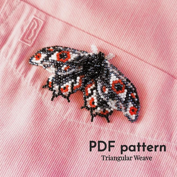 10.20 USDPattern for beaded pendant "Black Moth" PDF TUTORIALDimensions: 7cm (2.75") x 3.5cm (1.37") You should have experience in beading for this pattern.It contains text instructions, graphics and photos.The file contains a step-by-step description of wing weaving in the Triangular weaving technique and RAW technique.This tutorial is in PDF format with basic instructions in English and a detailed description of some elements.Please note: this is not a readymade pendant. Materials not included.-Toho seed beads 15/0;-Line for beading 0.15mm;-Line for beading 0.30mm;-Plastic bottle or cup;-Needle.You will find your PDF file and jpg file in the section "Your purchases" in Etsy after payment.***The pattern is for personal use only. Please do not copy, resell or share.
