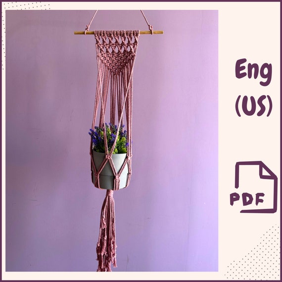 5.00 USDPDF tutorial Macrame plant hanger, Macrame pattern, Instruction macrame for Beginner, Plant Hanger pdf DIY, Crafter Makers Tutorial ★ Please note that This is a digital download, not a physical item!This is a PDF tutorial of a plant hanger which you can create at home with basic materials following these tutorial instructions. Simple and easy tutorial!PATTERN is shown in the pictures. It contains a step-by-step written tutorial 7 pages on how to complete this project.Approximately height 70 cm Materials and TipsThere is 3 macrame knots you need to know:⋒ Lark's head knot (page #2)⋒ Spiral knot (page #3)⋒ Square Knot (page #5)⋒ Gathering Knot (page #7)Tools you’ll need:⋒ Cotton cord 3 mm⋒ Wooden stick approximately size 25 -30 cm⋒ Measuring Tape⋒ ScissorsFeel free to ask any questions you have while you are making the project, will be happy to help you more if you need! Thanks and have a wonderful day! ***********************The template will be available for download immediately after the payment confirmation. You will receive an email from Etsy with a link to download the template. For more details, please visit the page https://help.etsy.com/hc/en-us/articles/115013328108If you are going to purchase this template through the Etsy mobile app.The download link will not be available to you.To get the correct link to the template.You need to log in to your ETSY account using any browser.!!! Not via the mobile app.