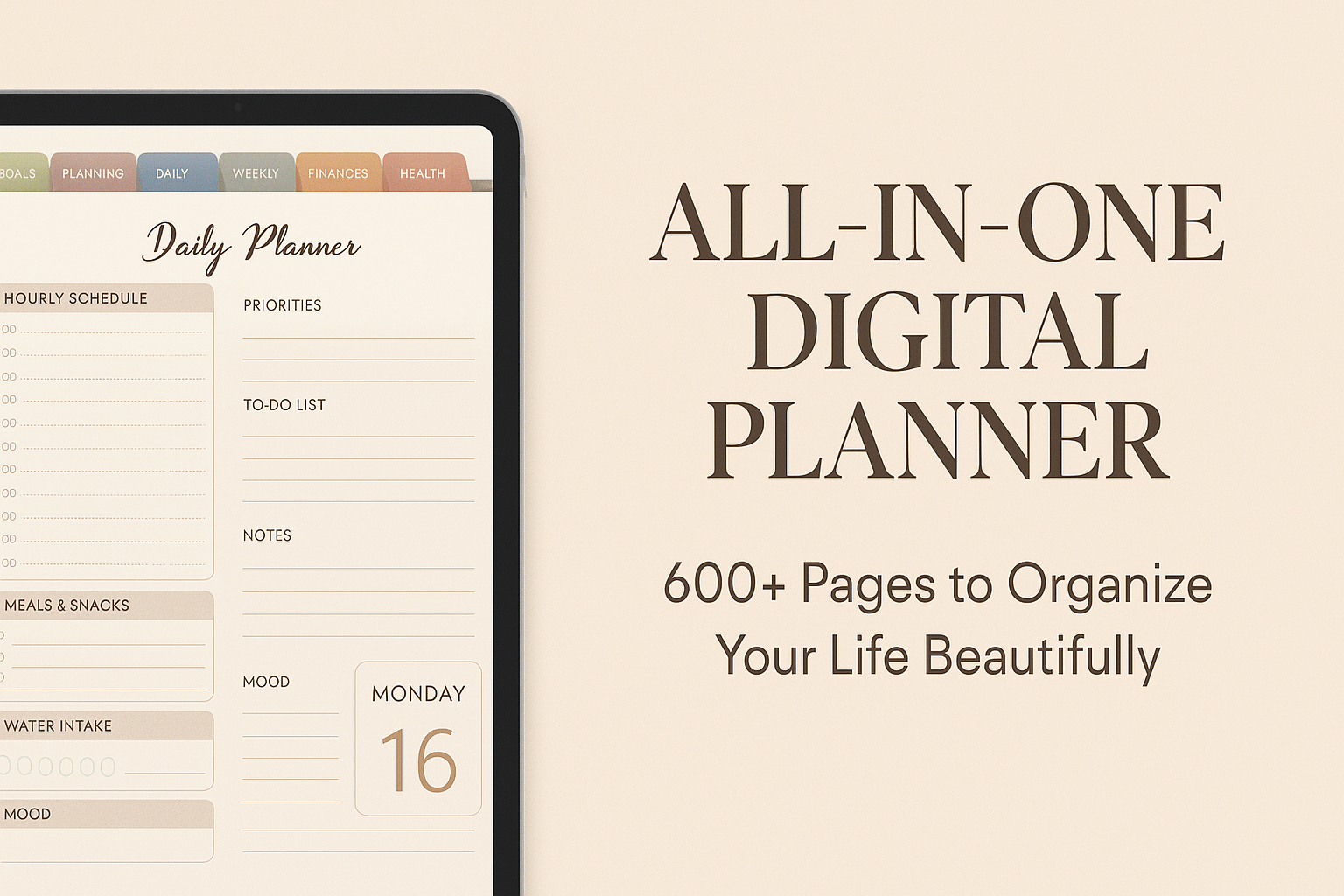 Digital Planner for iPad with 60+ Pages — Undated, Aesthetic, Functional