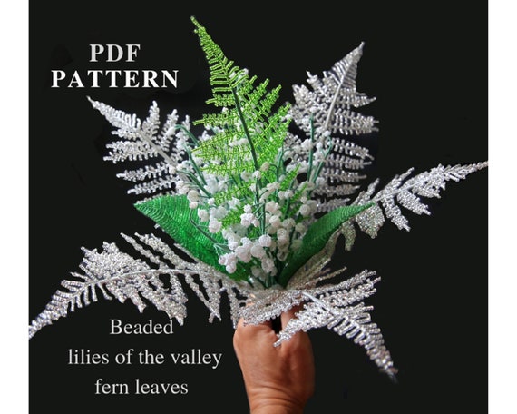 Craft Beaded Floral Decor PDF Pattern for Ferns and Lilies