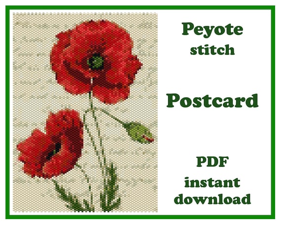 Craft Vintage Beaded Flower Postcards PDF Pattern for Wall Art