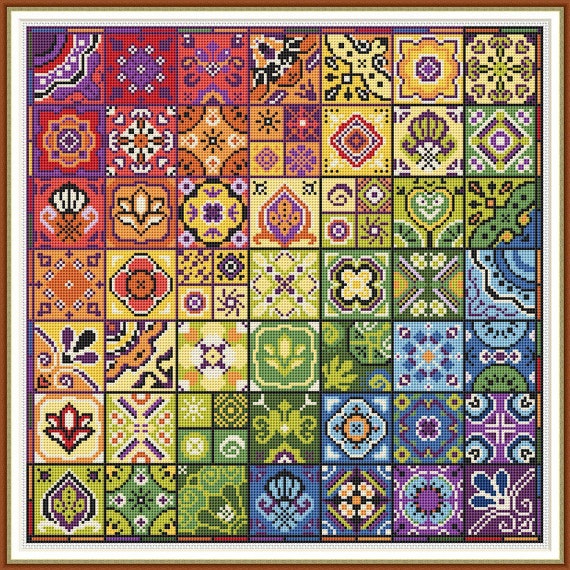 Create Colorful Patchwork Sampler Cross Stitch PDF Pattern
