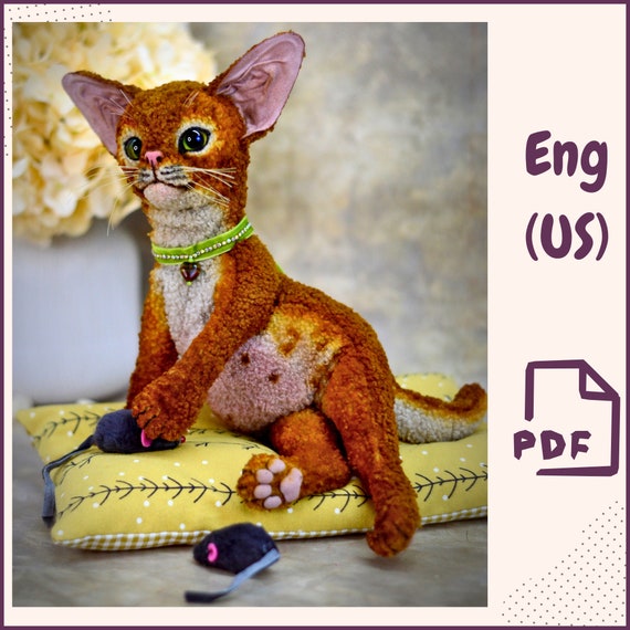 DIY Posable Kitten Cat Plush Sewing Pattern PDF Download