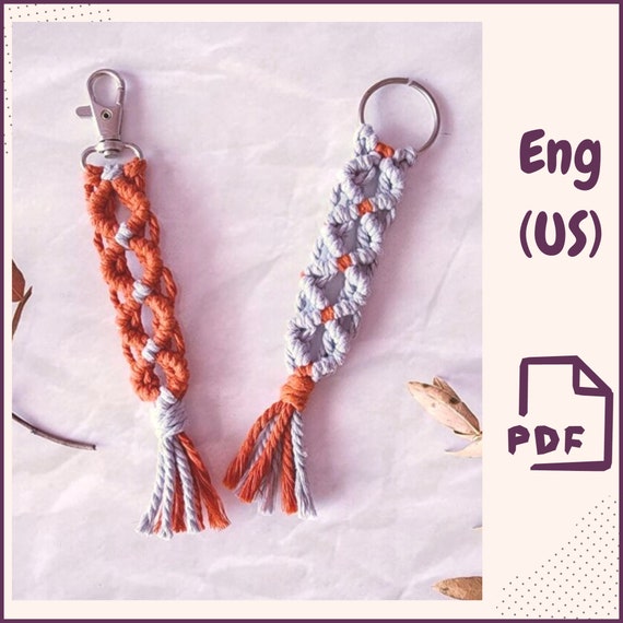 Easy Modern Boho Macrame Keychain PDF Pattern Tutorial