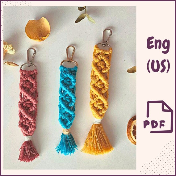 DIY Modern Boho Macrame Keychain Pattern PDF Free Knot Guide