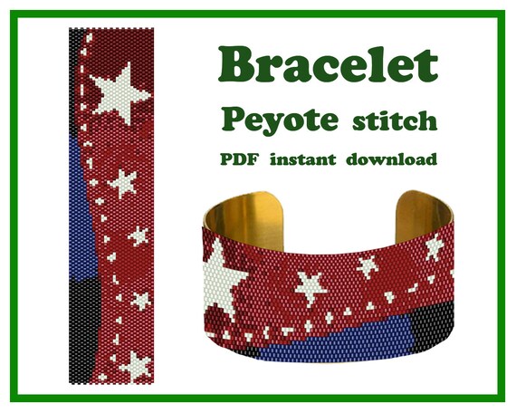 Make a 4th of July Peyote Stitch Bracelet Cuff PDF Pattern