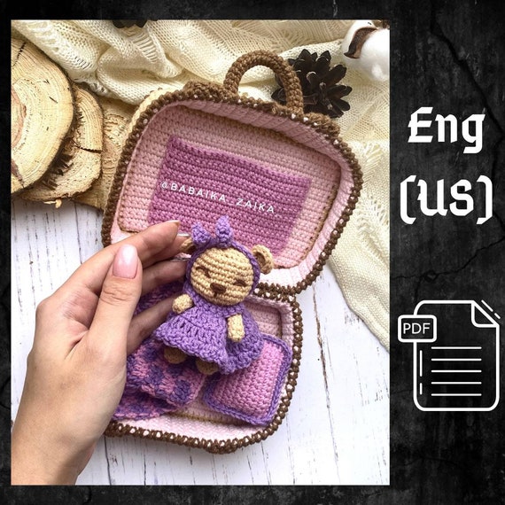 Crochet Amigurumi Teddy Bear in Suitcase Plush Toy PDF Pattern