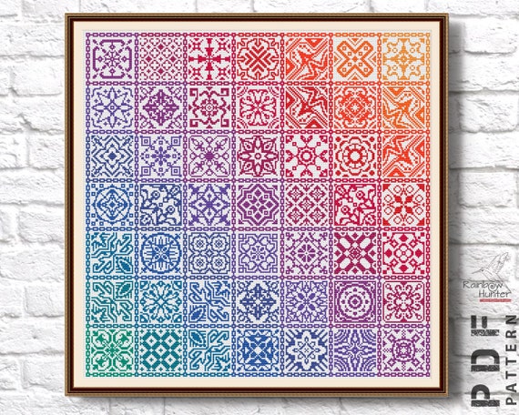 Craft Iridescent Patchwork Cross Stitch Embroidery PDF Pattern