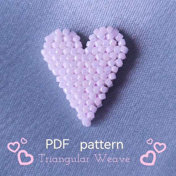 Create Beaded Heart Pendant PDF Pattern for Triangular Weave Jewelry