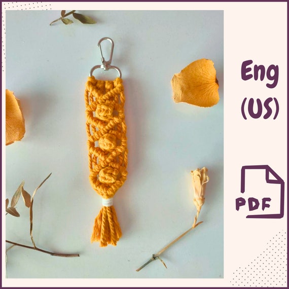 DIY Modern Boho Macrame Keychain Berry Knot Pattern PDF