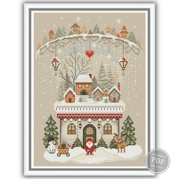 Create Winter Sampler Embroidery PDF Pattern with Gnome Snowman Reindeer