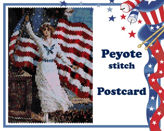 Create 4th of July Beaded Postcard Wall Art PDF Pattern