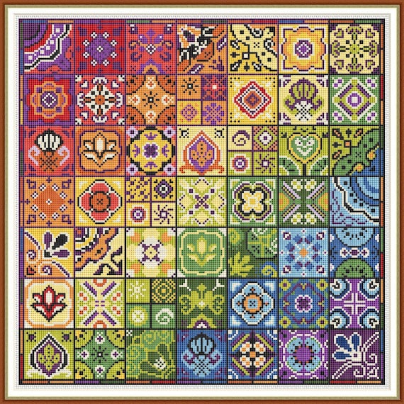 Create Colorful Patchwork Cross Stitch Embroidery PDF Pattern