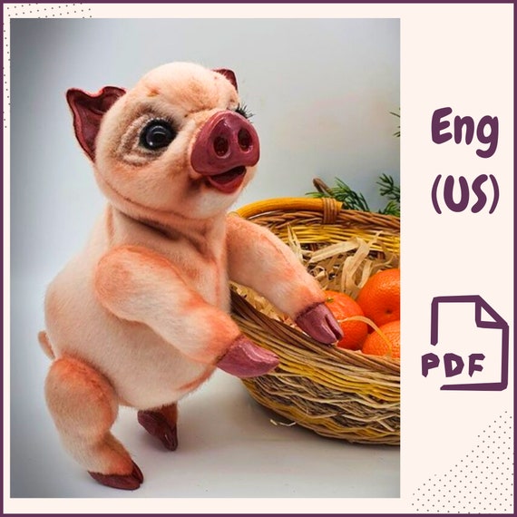 DIY Soft Teddy Pig Sewing PDF Pattern Tutorial