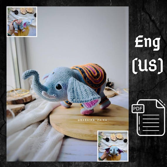 Crochet Indian Elephant Plush Toy PDF Pattern DIY Tutorial