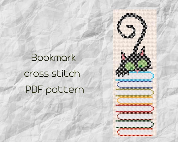 Make a Cat Bookmark with Easy Cross Stitch PDF Pattern