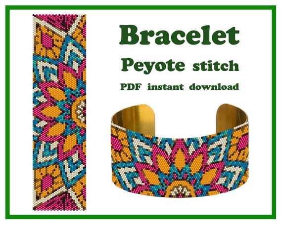 Make Mandala Peyote Stitch Cuff PDF Pattern for DIY Jewelry