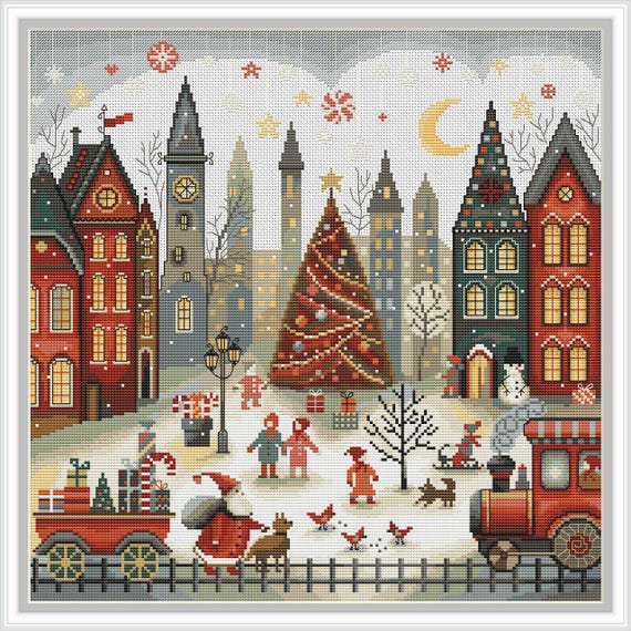 Make Christmas City Cross Stitch Embroidery PDF Pattern