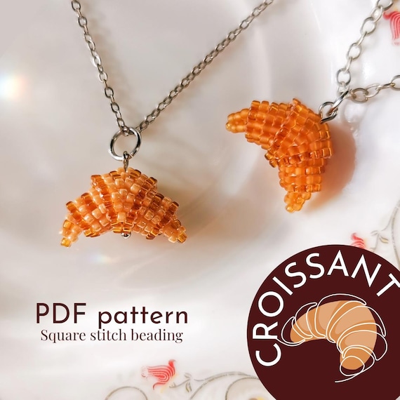 Craft a Beaded Croissant Pendant with PDF Pattern