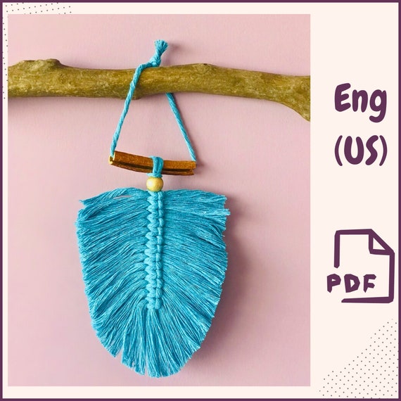 Beginner Boho Macrame Feather And Leaf Wall Hanging Digital Download