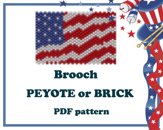 Craft Patriotic Peyote Stitch Brooch PDF Pattern for July 4th