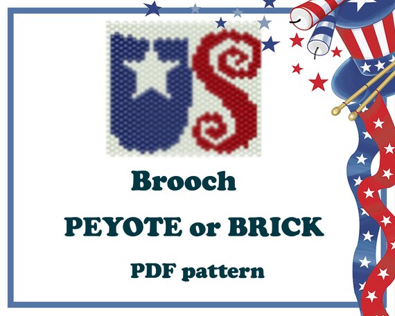 Make 4th of July Peyote Stitch Brooch PDF Pattern