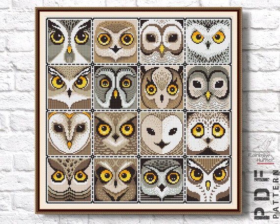 Create Owl Patchwork Cross Stitch PDF Pattern for Cozy Home Decor