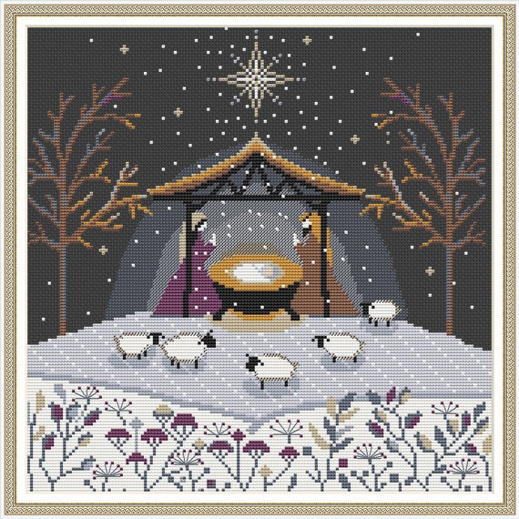 Craft Nativity Cross Stitch PDF Pattern for Modern Christmas Decor
