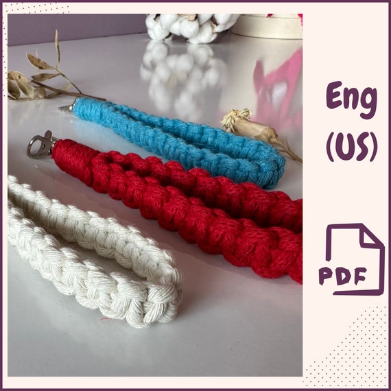 Easy Beginner Boho Macrame Wristlet Keychain Pattern PDF