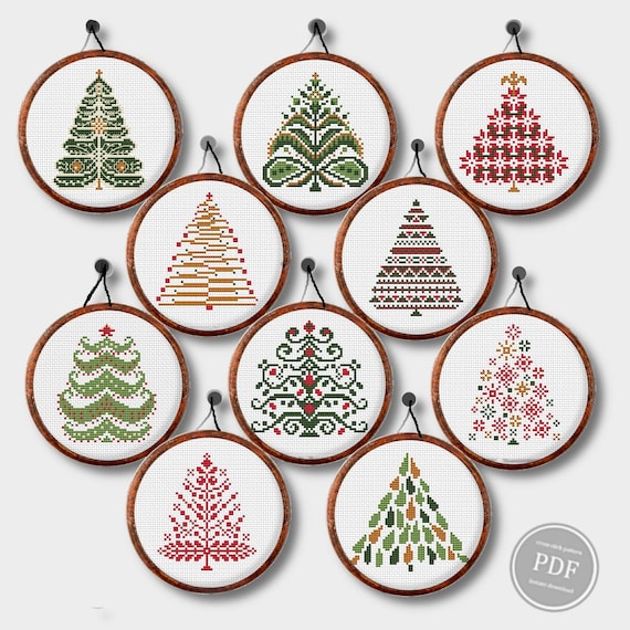 Craft Mini Christmas Tree Embroidery PDF Pattern for 3-Inch Hoops