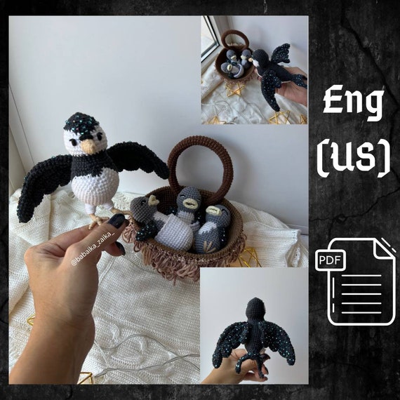 Crochet Swallow Amigurumi Bird Nest PDF Pattern for Cozy Decor