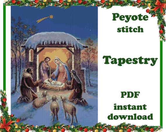 Craft Christmas Peyote Beadwork Tapestry PDF Pattern