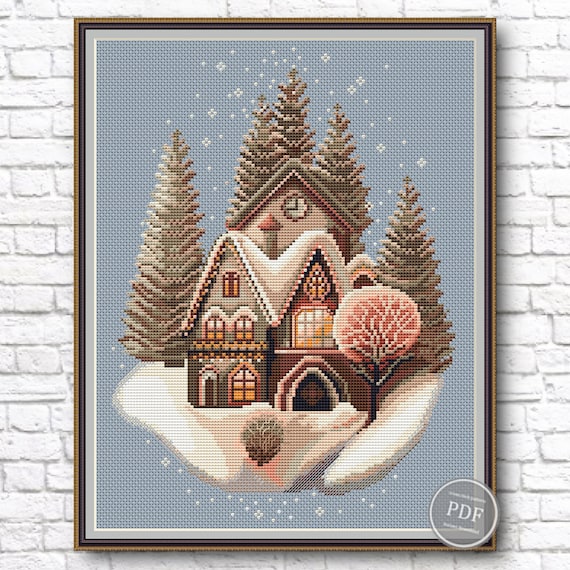 8.64 USDPlease note this is a PDF scheme only.No fabric, floss, or other materials are included in the listing.It is a digital pattern PDF format and will be available to download when the payment will be received. Create a magical winter landscape with this Christmas house cross stitch pattern, featuring a cozy forest cottage surrounded by snowy pine trees. Ideal for holiday décor, this primitive embroidery PDF brings charm and warmth to your stitching projects. Perfect for DIY Christmas gifts, this instant download pattern is beginner-friendly and comes in multiple color variations for unique results.PATTERN SPECIFICATION FOR DIFFERENT TYPES OF FABRIC DMC colors: 16Size of one element: 135 х 169 stitches● Fabric: Aida 14: 24.5 x 30.7 Cm 9.7 x 12.1 inches ● Fabric: Aida 16:21.5 x 27 Cm 8.5 х 10.6 inches● Fabric: Aida 18:19.1 х 24 Cm 7.5 х 9.4 inches***************3 FILES AVAILABLE FOR DOWNLOADPRINT VERSIONprinting on A4 format- version with black and white characters - version with colored blocks and symbols This is a printable version with diagrams divided into sections. Printing on A4 paper is possible;TABLET VERSION- version with black and white characters- version with colored blocks and symbolsThis is a screen-friendly (phone and tablet) version with a solid layout. You can enlarge it for a better view.Each PDF file includes:Title page with main image;Thread color chart showing colors, keys, thread length, etc.;Scheme.****************In order to open these files you will need Adobe Reader, which can be downloaded here for free: www.adobe.com/products/reader Downloading instructions can be found here:https://www.etsy.com/help/article/3949?ref=help_search_resultI don't accept returns, exchanges, or cancellations.But please contact me if you have any problems with your order.Dear customers, I would appreciate your feedback. They are very helpful at work.