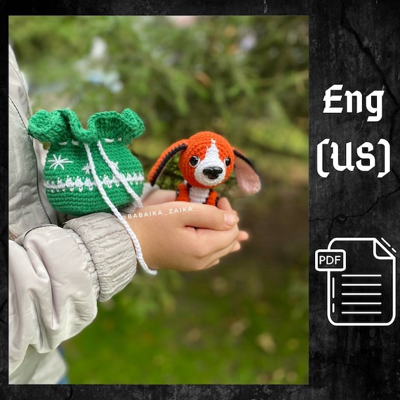 Crochet Beagle in Christmas Bag Amigurumi Plush Toy PDF Pattern