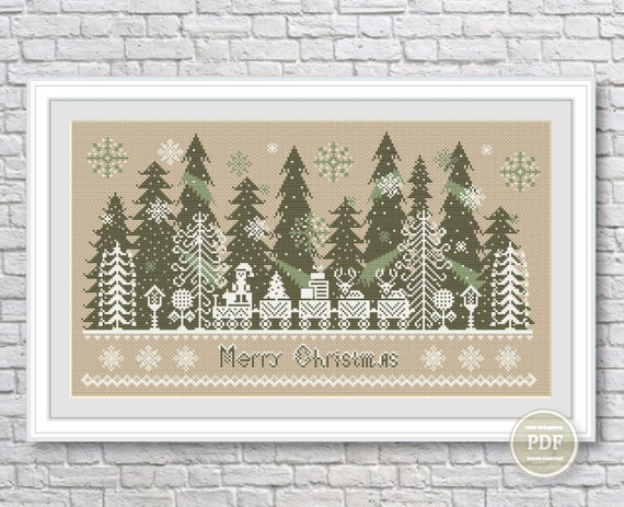 Create Winter Forest Christmas Cross Stitch PDF Pattern for Cozy Holiday Decor