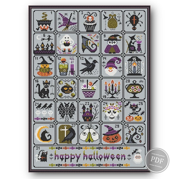 Craft Halloween Advent Calendar Cross Stitch PDF Pattern